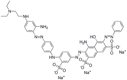 trisodium 4-amino-3-[[4-[[4-[[2-amino-4-[[2-(diethylamino)ethyl]amino]phenyl]azo]phenyl]amino]-3-sulphonatophenyl]azo]-5-hydroxy-6-(phenylazo)naphthalene-2,7-disulphonate Structure