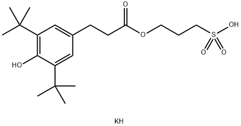 potassium 3-sulphonatopropyl 3-(3,5-di-tert-butyl-4-hydroxyphenyl)propionate Struktur