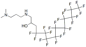 1-[3-(ジメチルアミノ)プロピルアミノ]-4,4,5,5,6,6,7,7,8,8,9,9,10,10,11,11,12,12,13,13,13-ヘニコサフルオロ-2-トリデカノール 化学構造式