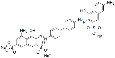 5-アミノ-3-[[4'-[(6-アミノ-1-ヒドロキシ-3-スルホ-2-ナフタレニル)アゾ][1,1'-ビフェニル]-4-イル]アゾ]-4-ヒドロキシ-2,7-ナフタレンジスルホン酸/ナトリウム,(1:x) 化学構造式