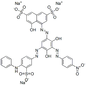 4-[[2,4-ジヒドロキシ-3-[(4-ニトロフェニル)アゾ]-5-[[4-(フェニルアミノ)-3-スルホフェニル]アゾ]フェニル]アゾ]-5-ヒドロキシ-2,7-ナフタレンジスルホン酸/ナトリウム,(1:x) 化学構造式