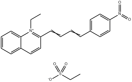 1-エチル-2-[4-(4-ニトロフェニル)-1,3-ブタジエニル]キノリニウム・エタンスルホナート 化学構造式