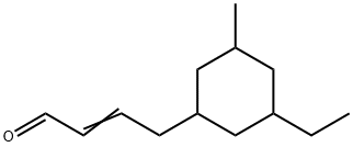 4-(3-エチル-5-メチルシクロヘキシル)-2-ブテナール 化学構造式