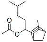 3-メチル-α-(3-メチル-2-ブテニル)ビシクロ[2.2.1]ヘプタ-5-エン-2-メタノールアセタート 化学構造式