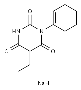 1-(1-シクロヘキセン-1-イル)-5-エチル-2,4,6(1H,3H,5H)-ピリミジントリオン/ナトリウム,(1:1) 化学構造式