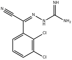 (E)-3-[cyano(2,3-dichlorophenyl)methylene]carbazamidine Struktur