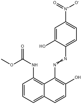 N-[7-ヒドロキシ-8-[(2-ヒドロキシ-4-ニトロフェニル)アゾ]-1-ナフチル]カルバミン酸メチル 化学構造式