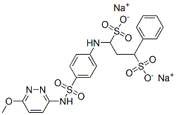1-[[4-[[(6-メトキシ-3-ピリダジニル)アミノ]スルホニル]フェニル]アミノ]-3-フェニル-1,3-プロパンジスルホン酸ジナトリウム 化学構造式