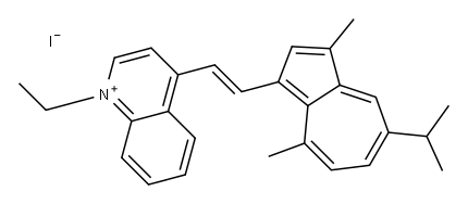 1-ethyl-4-[2-[5-isopropyl-3,8-dimethylazulen-1-yl]vinyl]quinolinium iodide 结构式