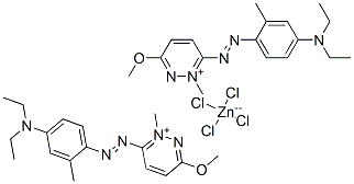 bis[6-[[4-(diethylamino)-o-tolyl]azo]-3-methoxy-1-methylpyridazinium] tetrachlorozincate(2-) Structure