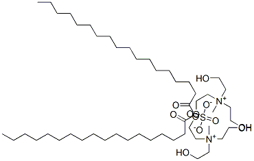 bis[[bis(2-hydroxyethyl)]methyl[2-[(1-oxooctadecyl)oxy]ethyl]ammonium] sulphate Structure