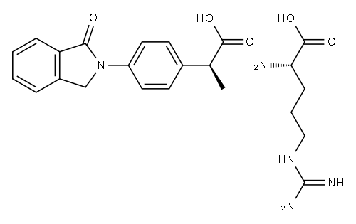 L-arginine mono[(S)-4-(1,3-dihydro-1-oxo-2H-isoindol-2-yl)-alpha-methylbenzeneacetate] 结构式