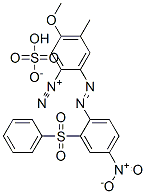 5-methoxy-4-methyl-2-[[4-nitro-2-(phenylsulphonyl)phenyl]azo]benzenediazonium hydrogen sulphate 结构式
