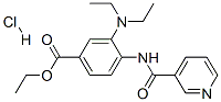 3-ジエチルアミノ-4-[(3-ピリジニルカルボニル)アミノ]安息香酸エチル・塩酸塩 化学構造式
