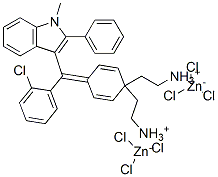 [4-[(o-chlorophenyl)(1-methyl-2-phenyl-1H-indol-3-yl)methylene]cyclohexa-2,5-dien-1-ylidene]diethylammonium trichlorozincate(1-) 结构式