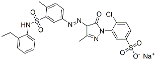 sodium 4-chloro-3-[4-[[3-[[(2-ethylphenyl)amino]sulphonyl]-p-tolyl]azo]-4,5-dihydro-3-methyl-5-oxo-1H-pyrazol-1-yl]benzenesulphonate  Struktur