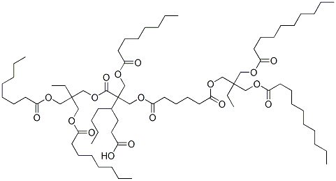 己二酸-2-[[[6-[2,2-双[[(癸酰基)氧]甲基]丁氧基]-1,6-二羰基己基]氧]甲基]-2-[[(辛酰基)氧]甲基]丁基-2,2-双[[(辛酰基)氧]甲基]丁基酯 结构式