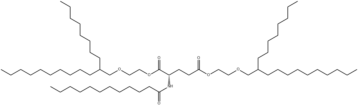 N-(1-オキソドデシル)-L-グルタミン酸ビス[2-[(2-オクチルドデシル)オキシ]エチル] 化学構造式