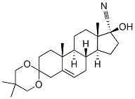 (17-alpha)-3,3-[(2,2-dimethylpropane-1,3-diyl)bis(oxy)]-17-hydroxyandrost-5-ene-17-carbonitrile Struktur