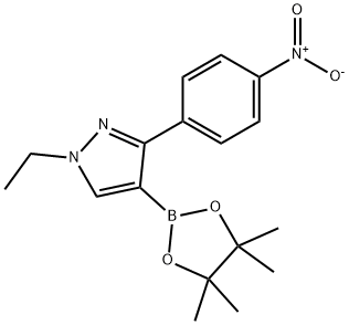 1-乙基-3-(4-硝基苯基)-4-(4,4,5,5-四甲基-1,3,2-二氧杂硼烷-2-基)-1H-吡唑, 942920-11-8, 结构式