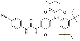 2-[2,4-bis(1,1-dimethylpropyl)phenoxy]-N-[4-[[[(4-cyanophenyl)amino]carbonyl]amino]-3,6-dioxocyclohexa-1,4-dien-1-yl]hexanamide  Struktur