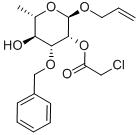 烯丙基 3-O-苄基-2-O-氯乙酰基-ALPHA-L-吡喃鼠李糖苷 结构式