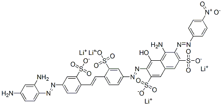4-アミノ-6-[4-[2-[4-(2,4-ジアミノフェニルアゾ)-2-(リチオスルホ)フェニル]エテニル]-3-(リチオスルホ)フェニルアゾ]-5-ヒドロキシ-3-(4-ニトロフェニルアゾ)-2,7-ナフタレンジスルホン酸ジリチウム 化学構造式