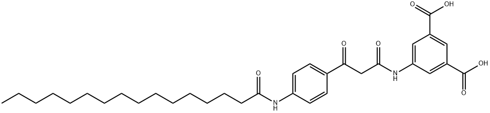 5-[1,3-ジオキソ-3-[4-(1-オキソヘキサデシルアミノ)フェニル]プロピルアミノ]イソフタル酸 化学構造式