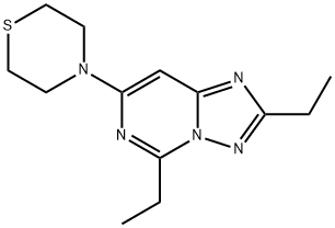 2,5-ジエチル-7-(4-チオモルホリニル)[1,2,4]トリアゾロ[1,5-c]ピリミジン 化学構造式
