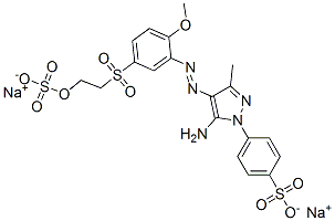disodium 4-[5-amino-4-[[2-methoxy-5-[[2-(sulphonatooxy)ethyl]sulphonyl]phenyl]azo]-3-methyl-1H-pyrazol-1-yl]benzenesulphonate Structure