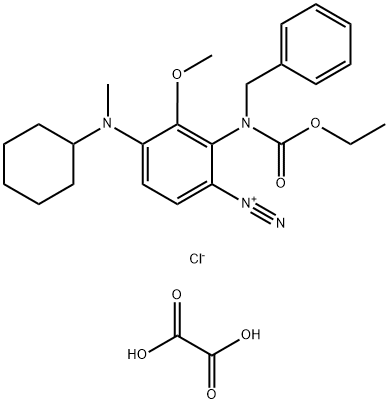 bis[2-[benzyl(ethoxycarbonyl)amino]-4-(cyclohexylmethylamino)-3-methoxybenzenediazonium chloride], oxalate Struktur