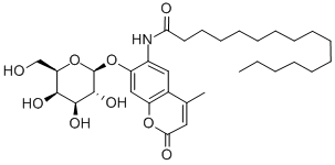 6-Hexadecanoylamido-4-methylumbelliferyl-beta-D-galactopyranoside Structure