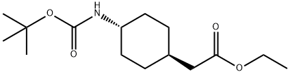 2-[trans-4-[(tert-ブトキシカルボニル)アミノ]シクロヘキシル]酢酸エチル 化学構造式
