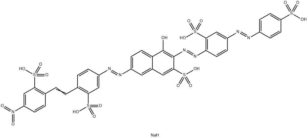 pentasodium 4-hydroxy-7-[[4-[2-(4-nitro-2-sulphonatophenyl)vinyl]-3-sulphonatophenyl]azo]-3-[[2-sulphonato-4-[(4-sulphonatophenyl)azo]phenyl]azo]naphthalene-2-sulphonate Structure