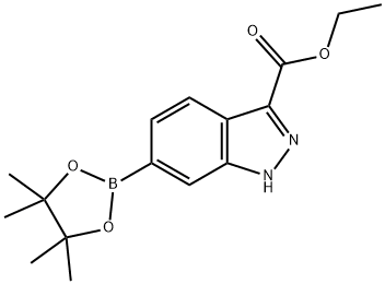 6-(4,4,5,5-テトラメチル-1,3,2-ジオキサボロラン-2-イル)-1H-インダゾール-3-カルボン酸エチル 化学構造式
