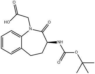 (S)-(3-N-BOC-AMINO-2-OXO-2,3,4,5-TETRAHYDRO-BENZO[B]AZEPIN-1-YL)-ACETIC ACID Structure