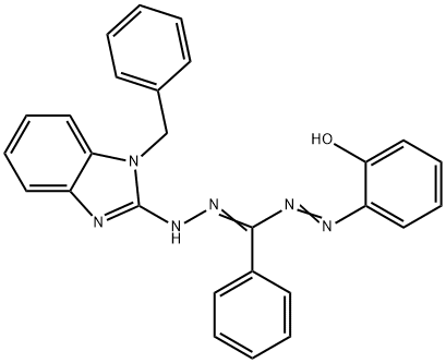 2-[3-Phenyl-5-[1-(phenylmethyl)-1H-benzimidazol-2-yl]formazan-1-yl]phenol 结构式