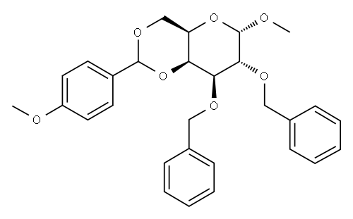 甲基 4,6-O-[(4-甲氧基苯基)亚甲基]-2,3-二-O-(苯基甲基)-ALPHA-D-吡喃半乳糖苷 结构式