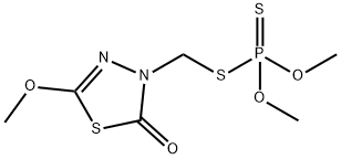 ジチオりん酸O,O-ジメチルS-[(5-メトキシ-2-オキソ-1,3,4-チアジアゾール-3(2H)-イル)メチル] 化学構造式