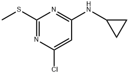 6-氯-N-环丙基-2-(甲硫基)-4-嘧啶胺, 951884-05-2, 结构式