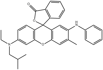 6-(Isobutyl ethyl amino)-3-methyl-2-phenylamino-spiro(iso-benzofuran-1-(3H),9,-(9H)xanthene)-3-one Structure
