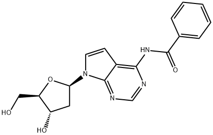 N-[7-(2-脱氧-BETA-D-赤式-呋喃戊糖基)-7H-吡咯并[2,3-D]嘧啶-4-基]苯甲酰胺 结构式