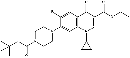 7-(4-(叔丁氧羰基)哌嗪-1-基)-1-环丙基-6-氟-4-氧代-1,4-二氢喹啉-3-羧酸乙酯, 952653-63-3, 结构式