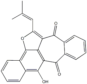 9-ヒドロキシ-2-(2-メチル-1-プロペニル)ベンゾ[g]ベンゾ[5,6]シクロヘプタ[1,2,3-cd]ベンゾフラン-3,8-ジオン 化学構造式