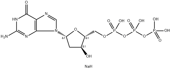 2′-デオキシグアノシン5′-三りん酸/ナトリウム,(1:2) 化学構造式