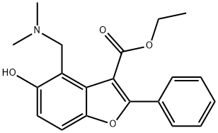 ETHYL 4-[(DIMETHYLAMINO)METHYL]-5-HYDROXY-2-PHENYL-1-BENZOFURAN-3-CARBOXYLATE HYDROCHLORIDE Struktur