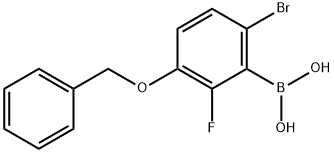 2-フルオロ-3-ベンジルオキシ-6-ブロモフェニルボロン酸 化学構造式