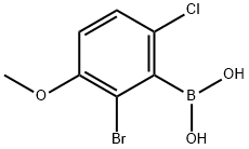 2-ブロモ-3-メトキシ-6-クロロフェニルボロン酸 化学構造式