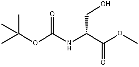 N-(tert-ブトキシカルボニル)-D-セリンメチル 化学構造式