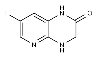 7-ヨード-3,4-ジヒドロピリド[2,3-B]ピラジン-2(1H)-オン 化学構造式